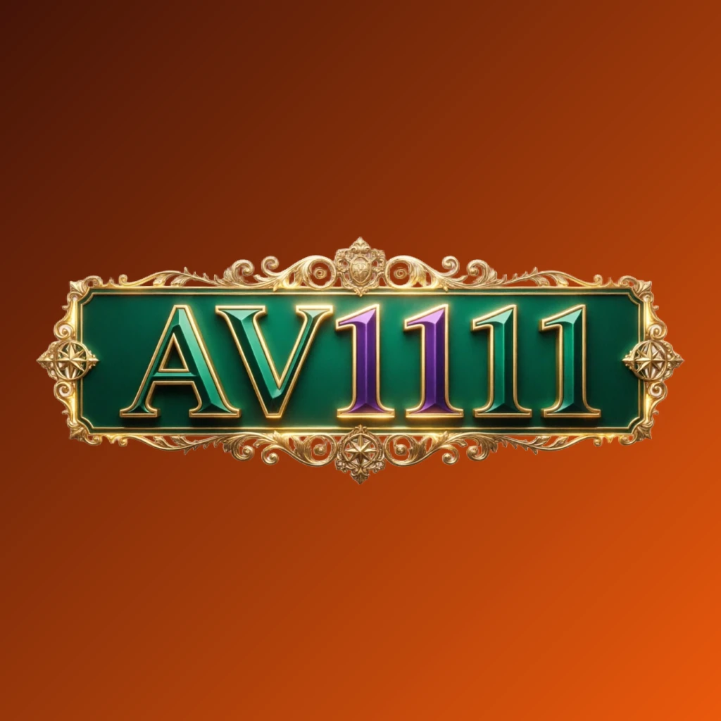 Luxury colorful logo of AV1111 featuring bold serif typography in rich emerald, violet, and gold palette with elegant glowing ornaments, designed as a premium horizontal rectangular wordmark for website header